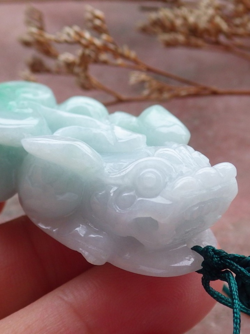 Certified Hand Carved Natural A Jade jadeite Dragon Pi Xiu Pendant Necklace
